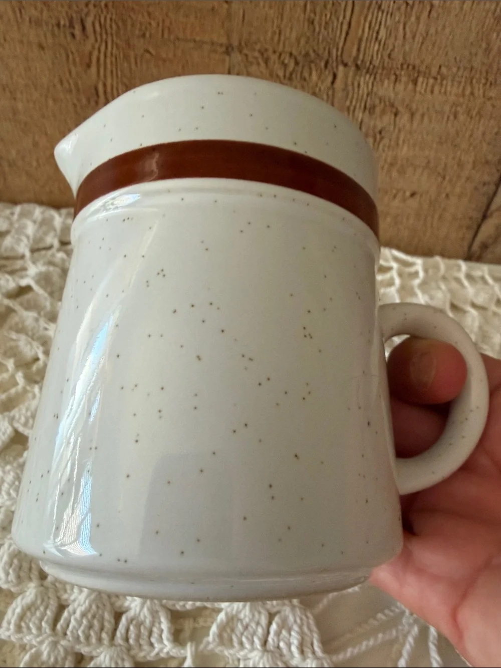 VTG MCM Specked Stoneware Cream and Brown Creamer